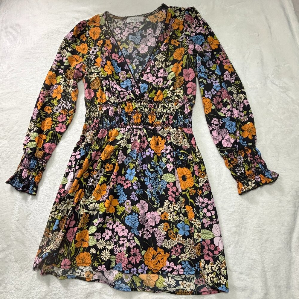 Anthropologie Floral Long Sleeve Smocked Mini Dress | Boho/Cottagecore/Garden